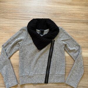 Dolan Anthropologie Asym Zip Jacket Sweater Black Gray Size S grunge soft